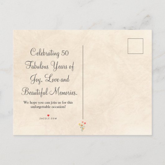 Bloemen 50e uitnodiging bloemen 50 jaar wilde bloe (Achterkant)