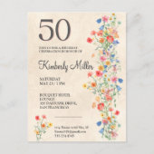 Bloemen 50e uitnodiging bloemen 50 jaar wilde bloe (Voorkant)