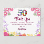 Bloemen 50e verjaardag bedankkaart 50 bloem chic briefkaart (Voorkant)