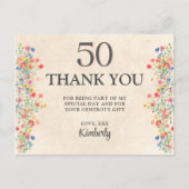 Bloemen 50e verjaardag dank u 50 bloem chic briefkaart (Voorkant)