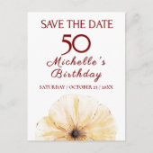 Bloemen 50e verjaardag – Elegant Gele Bloem Design Aankondigingskaart (Voorkant)