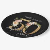 Bloemen 50e Verjaardag Zwart Goud  Bohemian Papieren Bordje (Gekanteld)