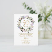 Bloemen 50ste huwelijksjubileum Save the Date Briefkaart (Staand voorkant)