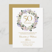 Bloemen 50ste huwelijksverjaardag Save the Date Aankondigingskaart (Voorkant / Achterkant)