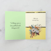Bloemen 50ste verjaardag aangepaste naam geel kaart (Binnen)
