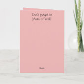 Bloemen 50ste verjaardag aangepaste naam roze kaart (Achterkant)