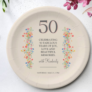 Bloemen 50ste verjaardag papier borden 50 jaar blo papieren bordje