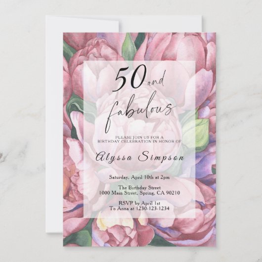 Bloemen 50ste Verjaardag Uitnodiging (Voorkant)