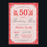 Bloemen 50ste verjaardag uitnodiging rood voor vro<br><div class="desc">Floral 50ste verjaardag uitnodiging. Rode Bloemen Patten. Vrouwen,  dame,  meisje verjaardag. 13e 15e 16e 18e 20e 21e 30e 40e 50e 60e 70e 80e 90e 100e,  Alle leeftijden. Voor verdere aanpassing klikt u op de knop "Aanpassen" en gebruikt u onze ontwerptool om deze sjabloon te wijzigen.</div>