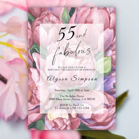 Bloemen 55ste Verjaardag Uitnodiging