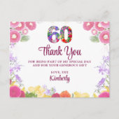 Bloemen 60e verjaardag bedankkaart 60 bloem chic briefkaart (Voorkant)
