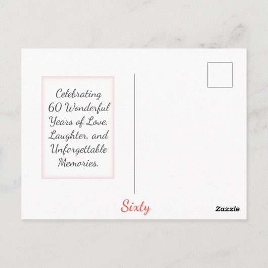 Bloemen 60e verjaardag dank u 60 jaar bloemen briefkaart (Achterkant)