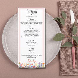 Bloemen 60e Verjaardag Menu Kaarten 60 bloemen men