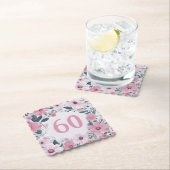 Bloemen 60e verjaardag Party Pastel roze bloemen Kartonnen Onderzetters (Insitu)
