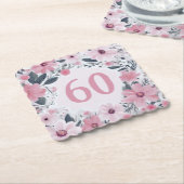 Bloemen 60e verjaardag Party Pastel roze bloemen Kartonnen Onderzetters (Gebogen)