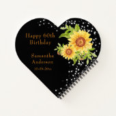 Bloemen 60e verjaardag Zonnebloem Black Guest Notitieboek (Achterkant)