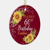 Bloemen 60e verjaardag Zonnebloem Bourgogne Keramisch Ornament (Rechts)