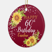 Bloemen 60e verjaardag Zonnebloem Bourgogne Keramisch Ornament (Links)