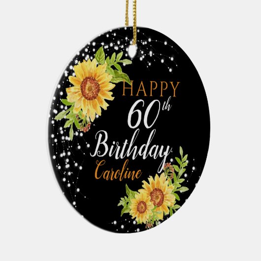 Bloemen 60e verjaardag Zonnebloem Keramisch Ornament (Rechts)