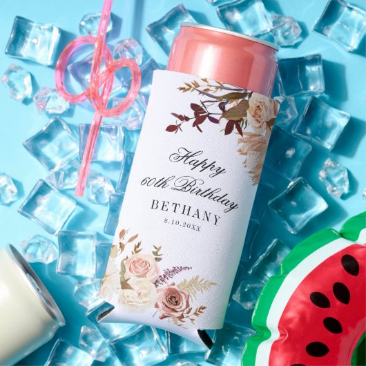 Bloemen 60ste Verjaardag Verrassingsfeest Seltzer Blikjeskoeler (Insitu Zomer)