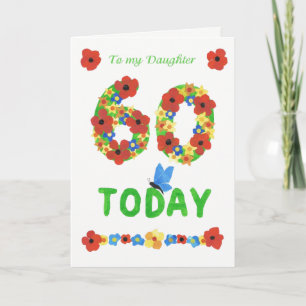  Bloemen 60ste Verjaardag, voor Dochter Kaart