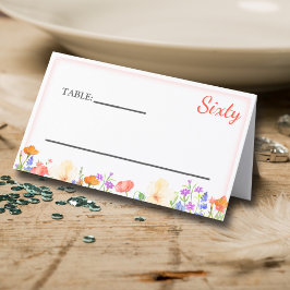 Bloemen 60ste verjaardagsfeest 60 elegante bloemen plaatskaartje