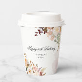 Bloemen 60ste Verjaardagsfeestje Aangepast Papieren Bekers (Achterkant)