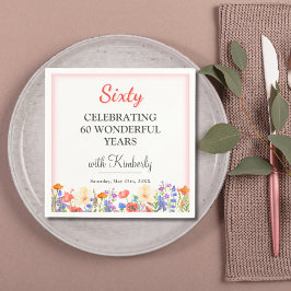Bloemen 60ste verjaardagsfeestje servetten 60 jaar