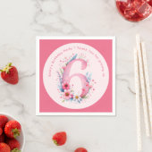 Bloemen 6e verjaardag aangepaste zes fee prinses servet (Insitu)