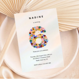 Bloemen 6e verjaardag uitnodiging Minimalistische 