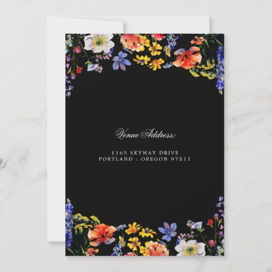 Bloemen 70e verjaardag Save the Date Zwart Kaart (Achterkant)