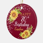 Bloemen 70e verjaardag Zonnebloem Bourgogne Keramisch Ornament (Links)