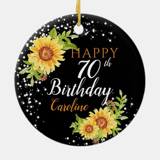 Bloemen 70e verjaardag Zonnebloem Keramisch Ornament (Achterkant)