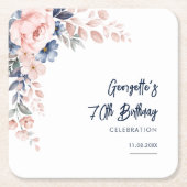 Bloemen 70e Verjaardagsfeest Botanische Aangepast Kartonnen Onderzetters (Voorkant)