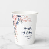 Bloemen 70e Verjaardagsfeestje Botanisch Script Papieren Bekers (Achterkant)