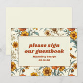  Bloemen 70s Tijdloze Bruiloft Gastenboek Teken (Voorkant / Achterkant)