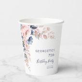 Bloemen 75e elegante verjaardagsfeestje papieren bekers (Achterkant)