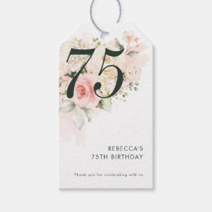 Bloemen 75e verjaardag botanische partij cadeaulabel