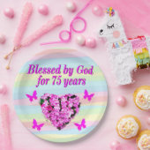  BLOEMEN 75E VERJAARDAG PAPIER BORDEN PAPIEREN BORDJE (Feest)