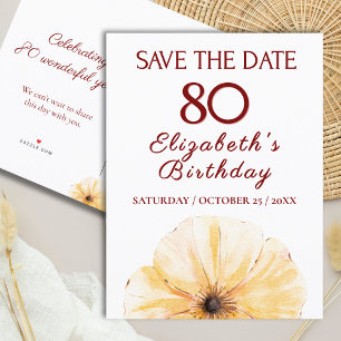 Bloemen 80e verjaardag – Elegant Gele Bloem Design Aankondigingskaart