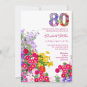 Bloemen 80e verjaardag - Elegant tuinfeest Kaart (Voorkant)