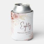 Bloemen 80e verjaardag Pampas gras gepersonaliseer Blikjeskoeler (Blikje Voorkant)