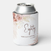 Bloemen 80e verjaardag Pampas gras gepersonaliseer Blikjeskoeler (Blikje Achterkant)