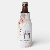 Bloemen 80e verjaardag Pampas gras gepersonaliseer Flesjeskoeler (Fles Voorkant)