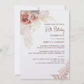 Bloemen 80e verjaardag Pampas Grass Party Kaart (Voorkant)