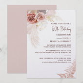 Bloemen 80e verjaardag Pampas Grass Party Kaart (Voorkant / Achterkant)