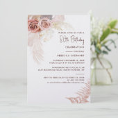 Bloemen 80e verjaardag Pampas Grass Party Kaart (Staand voorkant)