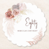 Bloemen 80e verjaardag Pampas Grass Party Kartonnen Onderzetters (Voorkant)