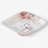 Bloemen 80e verjaardag Pampas Grass Party Papieren Bordje (Gebogen)