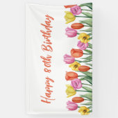 Bloemen 80e verjaardag pastel lente spandoek (Verticaal)